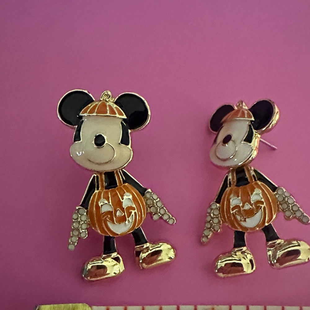 Halloween Pumpkin Character Drop Earrings in Orange & Black